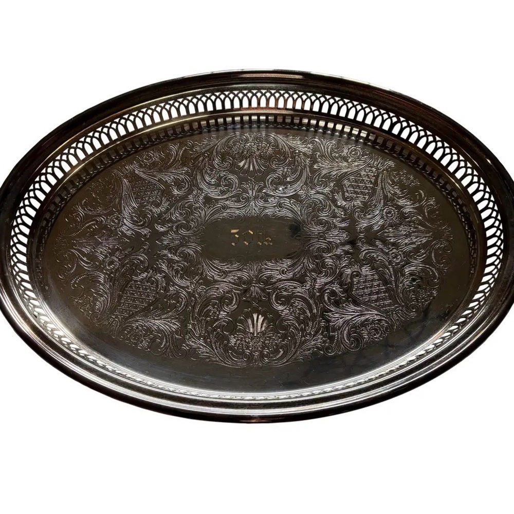 The Sheffield Silver Company 377 Oval 50th 14” Anniversary Gallery Tray